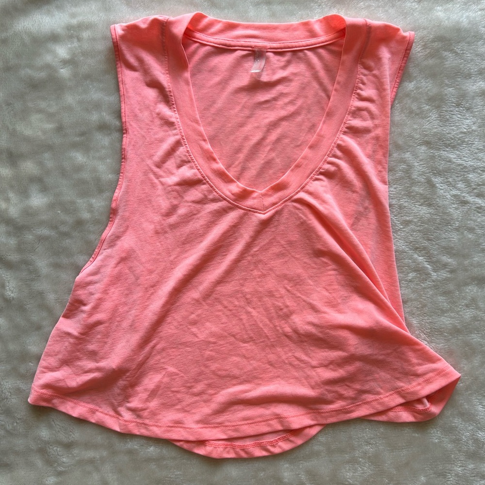 FP Movement by Free People Neon Coral V-Neck Tank Top